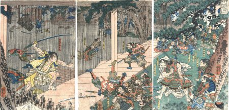 曽我致宗本意を達し右幕下の本陣へ切込み捕わるの図