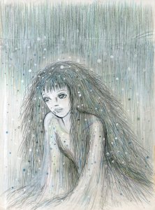 雪の中の女性